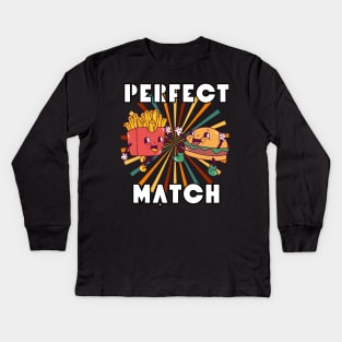 Vintage perfect match - Burger & Fries Kids Long Sleeve T-Shirt